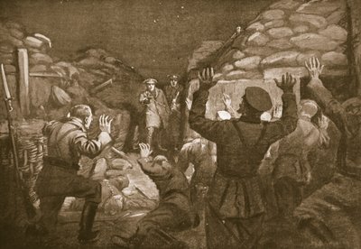 A German Officer and Fourteen of His Men Cry for Mercy to Lieutenant Leach by Margaret Dovaston