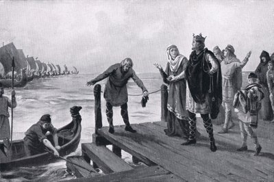 Edgar the Peaceable Holding a Naval Review AD 973 by Margaret Dovaston