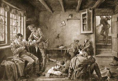 Lance-Corporal Royall attending to the wounded in a wayside inn which was under fire by Margaret Dovaston