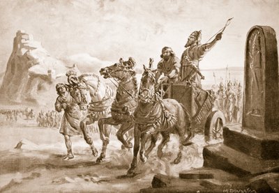 Tiglath-Pileser IV before the Citadel of Turushpa, illustration from 