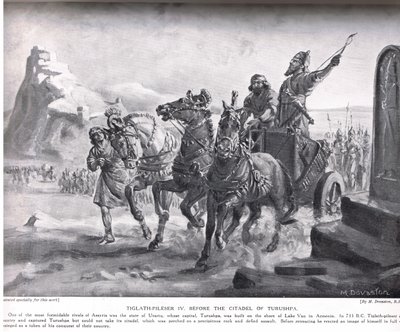 Tiglath-Pileser IV before the Citadel of Turushpa, illustration from 