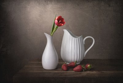 Red Tulip and Strawberries by Margareth Perfoncio