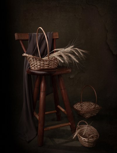 Rustic Baskets and Wheat by Margareth Perfoncio