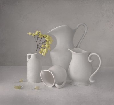 Serene White Pitchers by Margareth Perfoncio