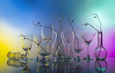 Vibrant Glassware Reflections by Margareth Perfoncio