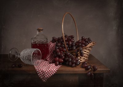 Vintage Grapes and Wine by Margareth Perfoncio