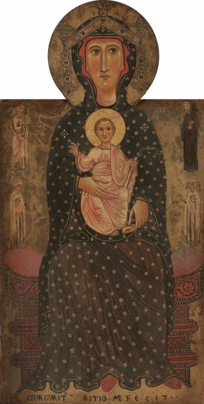 Madonna and Child Enthroned with Four Saints, c.1240-1245 by Margaritone d