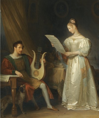 Interior with a Man Holding a Lyre and a Woman with a Music Score by Marguerite Gerard