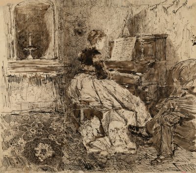 Cecilia de Madrazo Playing the Piano by Marià Fortuny Marsal