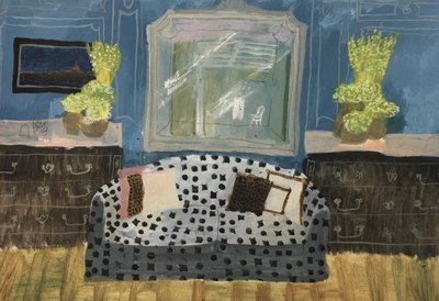 Interior with Blue Sofa by Maria Magenta