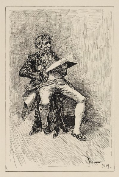 Seated Man Reading Book by Mariano Fortuny
