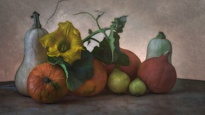 Autumn Harvest Still Life by Marie-anne Stas