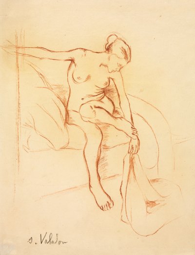 Nude Woman Seated on a Bed by Marie Clementine (Suzanne) Valadon