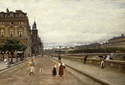Early Morning Along the Seine by Marie Francois Firmin Girard