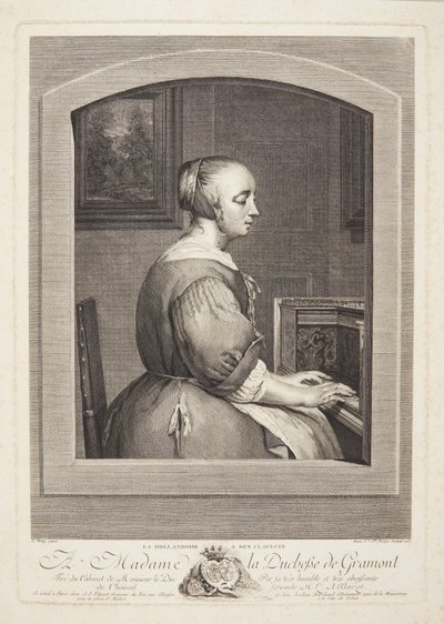 A Dutch Woman Playing the Harpsichord, Seen Through a Window by Marie Louise Adélaïde Boizot