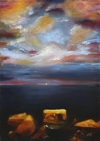 Dramatic Sunset Over Rocks by Marina Kozyr