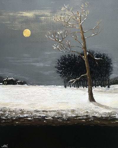 Golden Moon Winter Night by Marina Kozyr