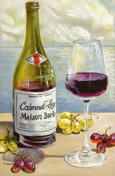Red Wine Still Life by Marina Kozyr
