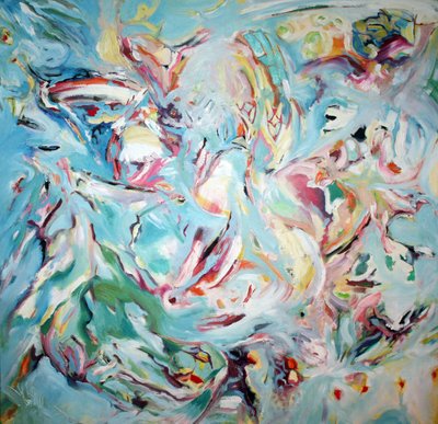 Fluid Blue Green Abstract by Marina Nelson