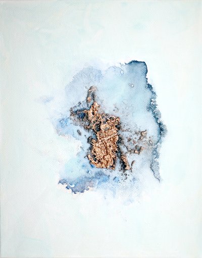Golden Blue Abstract by Marina Nelson