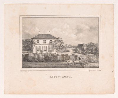 View of Huize Buitenzorg Buitenzorg (title on object) by Marinus Adrianus van Straten