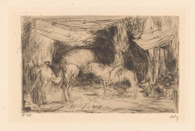 Bazaar in Smyrna by Marius Bauer (signed by artist)