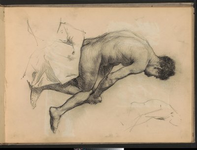 Seated Naked Man by Marius Bauer
