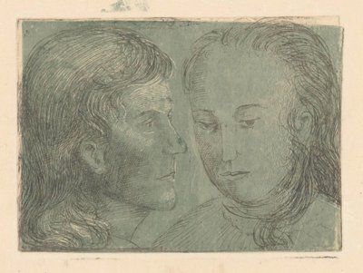 Young Man in Profile and Woman by Marius Holleman