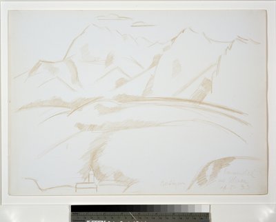 Mountain Landscape with Church Steeple in Foreground by Marsden Hartley