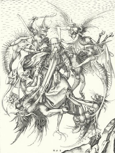 Temptation of St Anthony by Martin (after) Schongauer