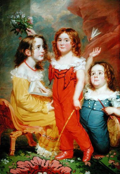 Three Children in an Interior by Martin Archer (attr. to) Shee