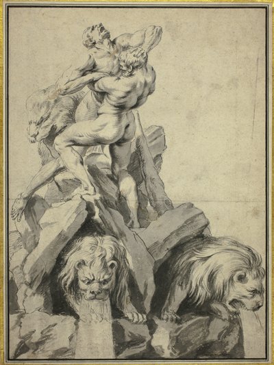 Hercules and Antaeus Design for a Fountain by Martin Desjardins