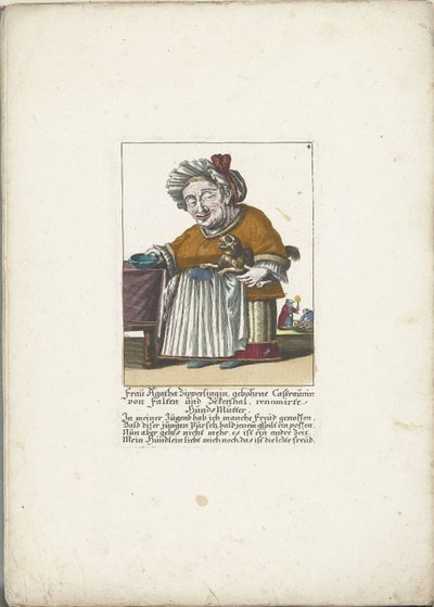 The Dwarf Frau Agatha Zipperlingin with Dog, ca. 1710 by Martin Engelbrecht (attributed to)