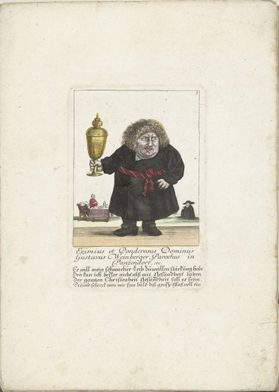 The Dwarf Gustavus Weinberger as a Clergyman with a Cup, ca. 1710 by Martin Engelbrecht (attributed to)