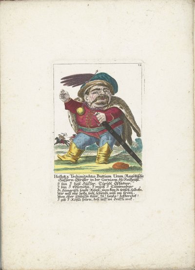 The Dwarf Holloka Tschimitschko Buttiam Uran as a Hussar, ca. 1710 by Martin Engelbrecht (attributed to)