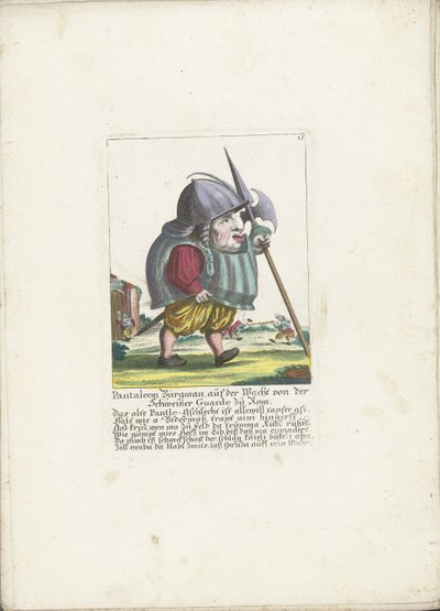 The Dwarf Pantaleon Bürgman of the Swiss Guard in Rome, ca. 1710 (Il Callotto resurcitato oder Neu eingerichtes Zwerchen Cabinet) by Martin Engelbrecht (attributed to)