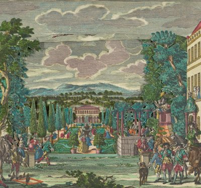 Paper Theater or Diorama of an Italianate Villa and Garden by Martin Engelbrecht