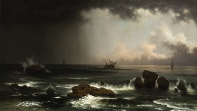 Coastal Scene with Sinking Ship by Martin Johnson Heade