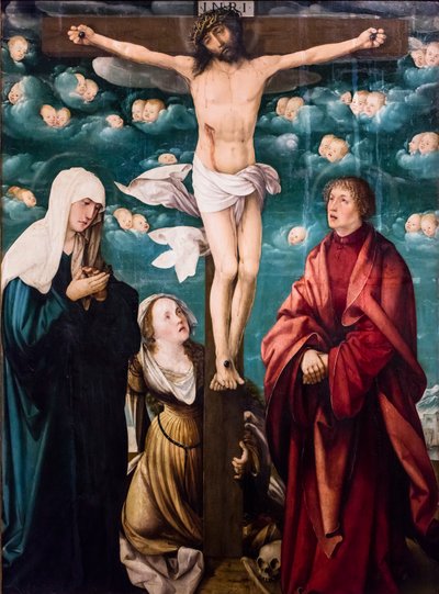 Crucifixion with the Virgin Mary, Saint Mary Magdalene and Saint John the Evangelist, circa 1525-1530 by Martin Schaffner