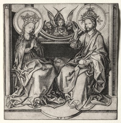 God the Father and the Blessed Virgin Enthroned Attended by Angels by Martin Schongauer