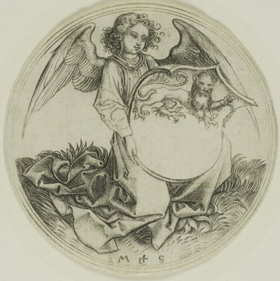 Shield with a Lion, Held by an Angel by Martin Schongauer