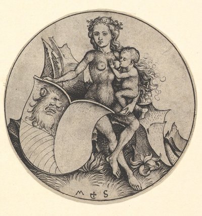 Wild Woman Holding a Shield with a Lion