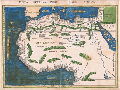 1513 Map of North and West Africa by Martin Waldseemüller by Martin Waldseemuller