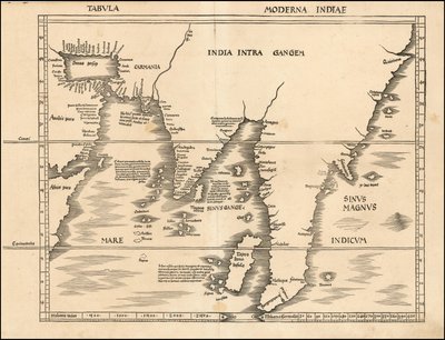 1513 map of South and Southeast Asia by Martin Waldseemuller