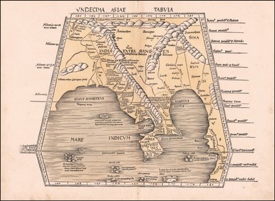 1513 Map of Southeast Asia, China and India by Martin Waldseemüller by Martin Waldseemuller