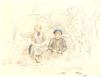 Boy and Girl Sitting in the Green by Martinus Rørbye