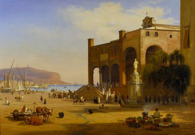 Street Life by the Harbour in Palermo by Martinus Rørbye