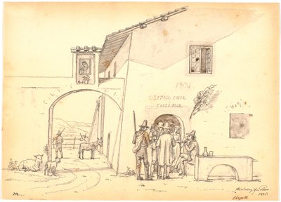 Italians Outside a Cheese Shop by Martinus Rørbye