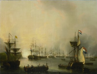The Bombardment of Palembang, Sumatra, 24 June 1821 by Martinus Schouman