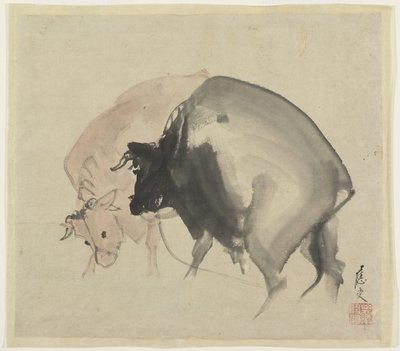 Two Bulls, c.1810 by Maruyama Oju